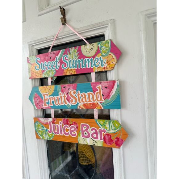 Sweet Summer Fruit Stand Juice Bar Sign - Colorful Bright Tropical Home Decor - Picture 4 of 6